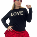 maglioncino con stampa e applicazioni love